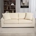 HOMCOM Modern 3 Seater Sofa with Spring Cushion, 212 cm Fabric Jumbo Cord Sofa Couch with 2 Scatter Cushions, Upholstered Corduroy Settee for Living Room, Bedroom, Home Office, Cream White - 7