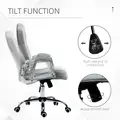 Vinsetto Velvet-Feel Work Chair, with Diamante Back - Grey - 4