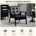 HOMCOM Retro-Style Accent Chair, with Faux Leather Seat - Black - 3
