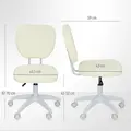 Vinsetto Vanity Office Chair, PU Leather Computer Chair for Home, with Adjustable Height, Armless, Swivel Wheels, Cream - 2