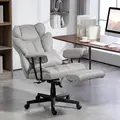 HOMCOM Executive Office Chair, Ergonomic Desk Chair with Foot Rest, Lumbar Support, Reclining Function and Wide Seat, Grey - 1