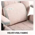 HOMCOM Fabric Gaming Chair with Lumbar Support, Headrest - Pale Pink - 7