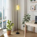 HOMCOM Floor Lamp for Living Room, 3D Printed Modern Standing Lamp with Flowing Curved Shade, 3 Colour Temperature & Foot Switch, Minimalist Tall Pole Lampshade for Bedroom, Office, White - 1
