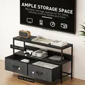 HOMCOM TV Stand Cabinet with 2 Foldable Drawers - Black - 4
