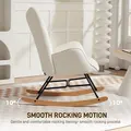 HOMCOM Rocking Chair, Modern Upholstered Velvet Armchair with Solid Wood Legs and Metal Frame for Living Room, Bedroom, Cream - 4