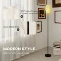 HOMCOM Floor Lamp for Living Room, 3D Printed Modern Standing Lamp with Flowing Curved Shade, 3 Colour Temperature & Foot Switch, Minimalist Tall Pole Lampshade for Bedroom, Office, White - 3