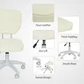 Vinsetto Vanity Office Chair, PU Leather Computer Chair for Home, with Adjustable Height, Armless, Swivel Wheels, Cream - 4