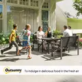 Outsunny 5 Piece Wooden Garden Dining Set for 6, Outdoor Conversation Set with 2 Armchairs, 2 Loveseats and Dining Table with Umbrella Hole for Patio, Balcony, Grey - 8