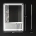 HOMCOM 50 x 70 cm Anti-Fog LED Bathroom Mirror, with Bluetooth and Clock - Silver Tone - 2