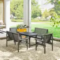 Outsunny 5 Piece Wooden Garden Dining Set for 6, Outdoor Conversation Set with 2 Armchairs, 2 Loveseats and Dining Table with Umbrella Hole for Patio, Balcony, Grey - 7