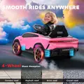 AIYAPLAY 12V Licensed Lamborghini Electric Cars for Kids, Ride On Car with Remote Control for 3-6 Years Old, Pink - 9