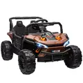 AIYAPLAY 12V Battery Powered Ride on Truck w/ Remote, Four Suspension Wheels, Horn, Lights, Music, USB, for Ages 3-5 Years, Brown - 1