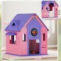 AIYAPLAY 5-in-1 Playhouse for Kids Outdoor Indoor with Basketball Hoop, Football Goal, Dartboard, Ring Toss for 2-5 Years, Pink - 3
