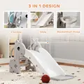 AIYAPLAY 3 in 1 Kids Slide with Climber, Basketball Hoop and Ball, Giraffe Shape Climber Slide for Indoor Kids Age 1-3, Grey - 4