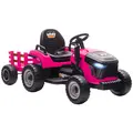 AIYAPLAY 12V Ride on Tractor and Trailer with Remote Control, Music, Shifter, Start-Up Sound, for Kids Ages 3-8 Years, Pink - 1