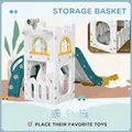AIYAPLAY 5 in 1 Toddler Slide with Basketball Hoop, Climber, Telescope, Storage Basket, for Ages 1-3 Years, Yellow - 7