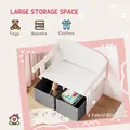 AIYAPLAY 3 in 1 Kids Storage Bench, Convertible Children Table and Chair Set with 2 Fabric Bins, Toy Storage Box, White - 5