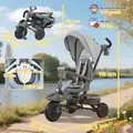 AIYAPLAY 6 in 1 Foldable Kids Trike with Adjustable Parent Handle & Canopy for Ages 1-5, Grey - 3