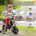 AIYAPLAY 12V Aprilia Licensed Kids Motorbike with Training Wheels, Spring Suspension, LED Headlight, USB, Music, Yellow/black - 4