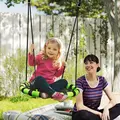 AIYAPLAY 60cm Diameter Kid Nest Swing Seat with Height Adjustable Ropes, for Outdoor, Indoor, Black/Green - 2