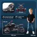 AIYAPLAY 12V Kids Electric Ride On Car with 3 Wheeler, MP3 Player, Horn, 2 Speeds, LED Lights for Boys & Girls Ages 3-8, Black - 3