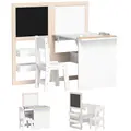 AIYAPLAY 3 in 1 Kids Table and Chair Set with Storage, Whiteboard, Blackboard & Roll Paper for 3-8 Years, White - 1