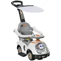 AIYAPLAY 3 in 1 Ride on Push Car, Cartoon Robot Theme Foot to Floor Slider w/ Handle Light Music Horn, Storage - White - 1