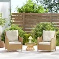 Outsunny Rattan Garden Chairs Set of 2, Outdoor Rattan Chairs with Cushions, Armrests and High Back, PE Wicker Garden Armchair with Steel Frame for Balcony, Porch, Beige - 8