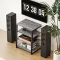 HOMCOM HiFi Stand, with Four Storage Shelves - Dark Grey - 8
