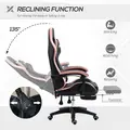 Vinsetto Computer Gaming Chair, PU Leather Office Desk Chair with Footrest, Swivel Wheels, 135° Reclining Back, Lumbar Support, Headrest for Home, Black and Pink - 4