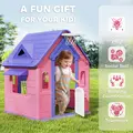 AIYAPLAY 5-in-1 Playhouse for Kids Outdoor Indoor with Basketball Hoop, Football Goal, Dartboard, Ring Toss for 2-5 Years, Pink - 5