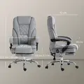 Vinsetto Massage Office Chair, Heated Reclining Computer Chair with Adjustable Height and Footrest, Grey - 2