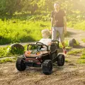 AIYAPLAY 12V Battery Powered Ride on Truck w/ Remote, Four Suspension Wheels, Horn, Lights, Music, USB, for Ages 3-5 Years, Brown - 2