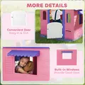 AIYAPLAY 5-in-1 Playhouse for Kids Outdoor Indoor with Basketball Hoop, Football Goal, Dartboard, Ring Toss for 2-5 Years, Pink - 6