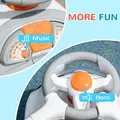 AIYAPLAY 3 in 1 Ride on Push Car, Cartoon Robot Theme Foot to Floor Slider w/ Handle Light Music Horn, Storage - White - 7