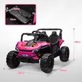 AIYAPLAY 12V Battery Powered Ride on Truck w/ Remote, Four Suspension Wheels, Horn, Lights, Music, USB, for Ages 3-5 Years, Pink - 3