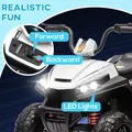 AIYAPLAY 12V Kids Electric Quad Bike w/ Spring Suspension System, Forward, Backward, LED Light, Music, MP3, White - 5