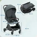 AIYAPLAY Foldable Baby Stroller with Adjustable Seat, 5-Point Harness, Canopy, Basket, 6.3kg Lightweight & Compact, Dark Grey - 3