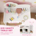 AIYAPLAY Kids Dressing Table with Mirror, Stool, Kids Vanity Table with Shelves, for Ages 3-8 Years, White - 4