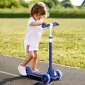 AIYAPLAY Kids 3 Wheel Scooter for 2-6 Years Old w/ Adjustable Height, LED Light, TPE Handlebar, Blue - 2