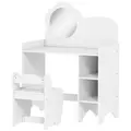 AIYAPLAY Kids Dressing Table with Mirror, Stool, Kids Vanity Table with Shelves, for Ages 3-8 Years, White - 1