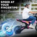 AIYAPLAY Kids Electric Motorbike, 24V Ride On Motorcycle with 3 Speeds and Rear Suspension, Dirt Bike for 8-12 Years Old, Pink - 4