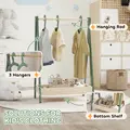 AIYAPLAY Kids Clothes Rail with 3Hangers, Bottom Storage Shelf for Girls, Boys, Nursery, Bedroom, Green - 4