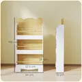 AIYAPLAY Kids Bookshelf, 3 Tier Children Bookcase, Bear Theme Toddler Space-Saving Bookcase for Living Room, White - 3