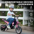 AIYAPLAY Kids Electric Motorbike, 24V Ride On Motorcycle with 3 Speeds and Rear Suspension, Dirt Bike for 8-12 Years Old, Pink - 7