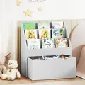AIYAPLAY Bookcase for Kids with Shelves, Drawer, Bookcase for Bedroom, Playroom, Grey - 9