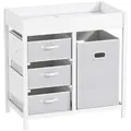AIYAPLAY Baby Changing Unit with 4 Storage Drawers, Mat for Bedroom Nursery, 84 x 84.5 cm, White - 1