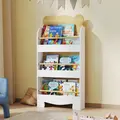 AIYAPLAY Kids Bookshelf, 3 Tier Children Bookcase, Bear Theme Toddler Space-Saving Bookcase for Living Room, White - 2