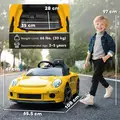 AIYAPLAY Kids Electric Car, 12V Licensed RUF GT Ride on Car with Suspension, Remote Control, Music for 3-5 Years Yellow - 3
