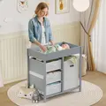 AIYAPLAY Baby Changing Unit with 4 Storage Drawers, Mat for Bedroom Nursery, 84 x 84.5 cm, Grey - 2